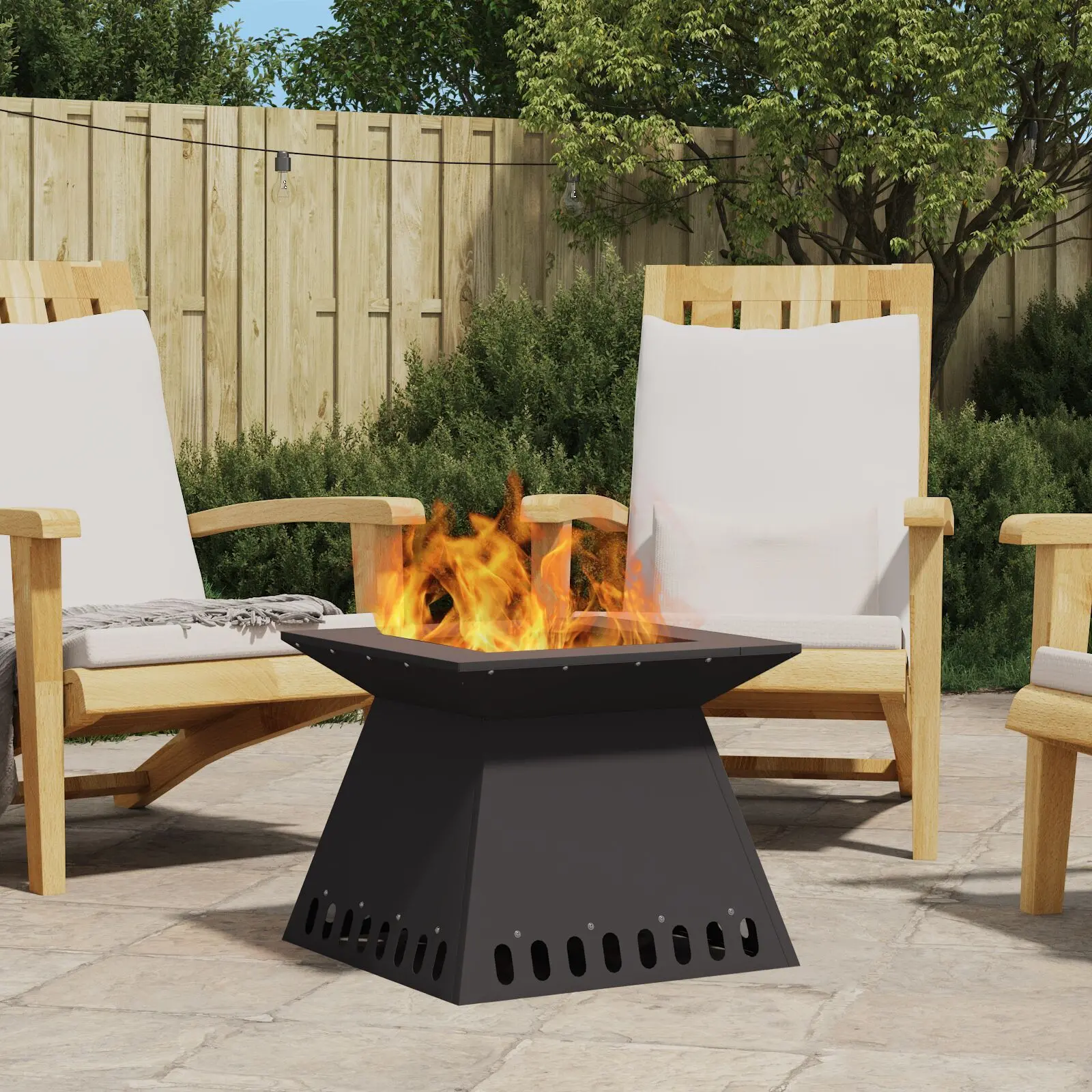 vidaXL Fire Pit Black 48x48x40 cm Steel - Image 23