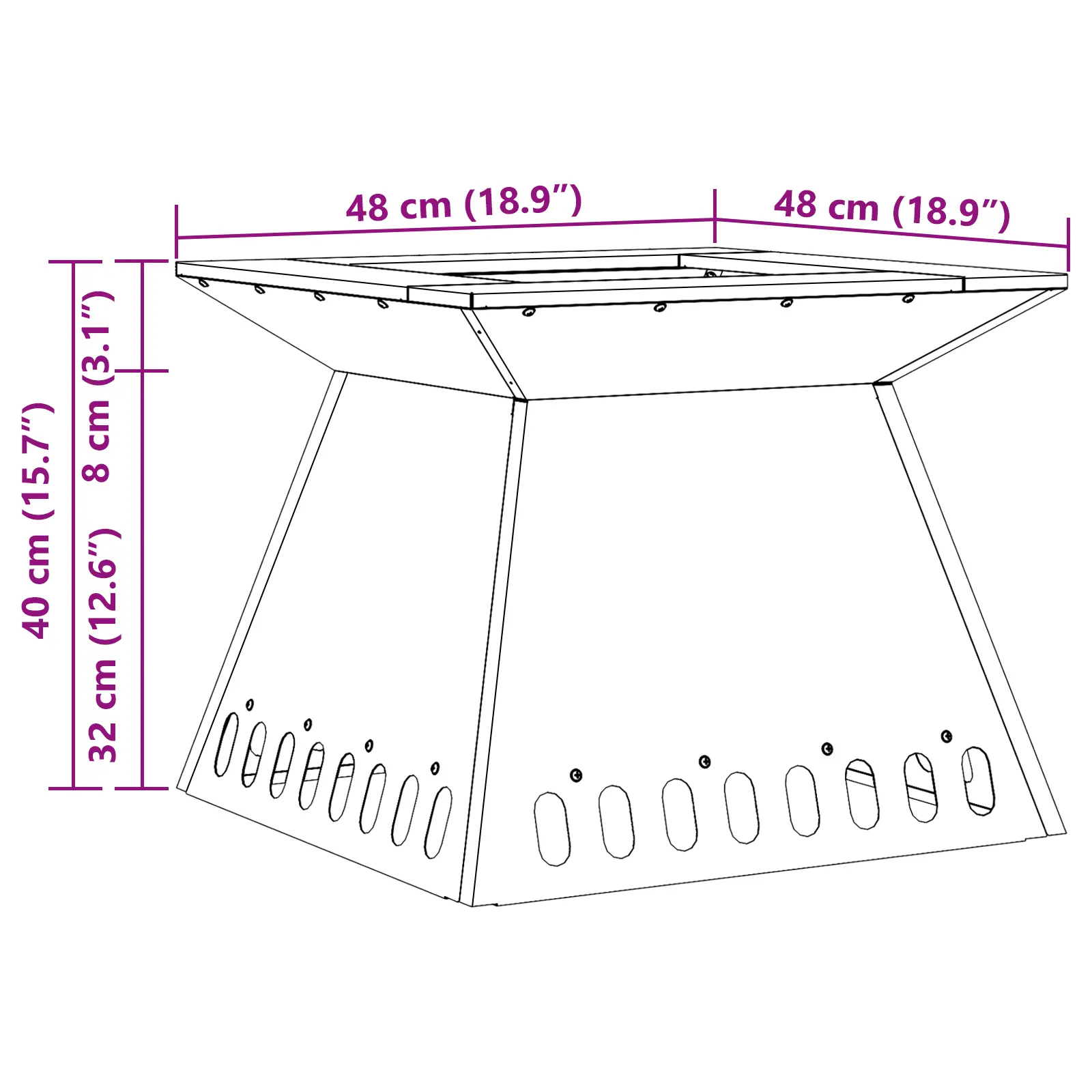 vidaXL Fire Pit Black 48x48x40 cm Steel - Image 40